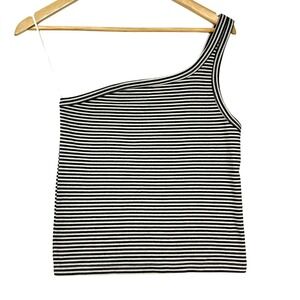 Aerie M Striped One Shoulder‎ Crop Top Stretch Casual Summer Cute Y2K Retro